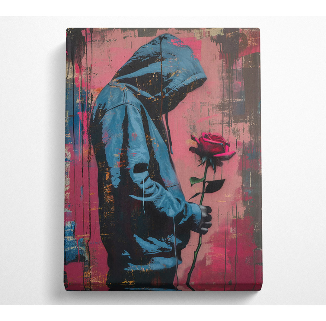 Single Rose Hoodie Canvas Druck