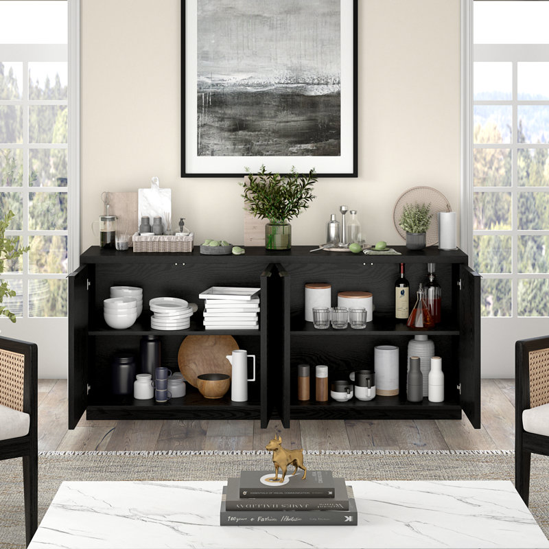 Buffet rectangulaire à cannelure large 68 po Mansfield, Grain noir