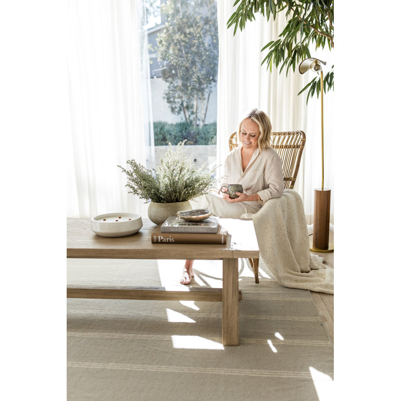 Hand Tufted Striped Area Rug in Blue, Rectangle 6'3" x 9'