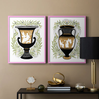Vases grecs I - reproduction encadrée de qualité supérieure - prêt à être accroché - aucun clou requis - aucun clou requis