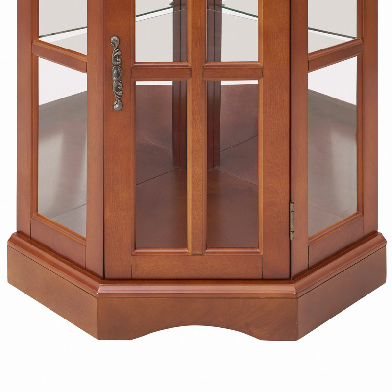 Corner Cabinet With 5 Shelves And Lighting System(E26 Light Bulb Not Included), Walnut