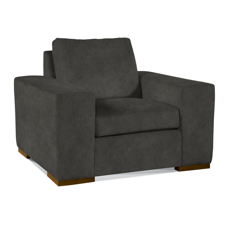Memphis Armchair, Green Performance Fabric; 0851-54, Havana