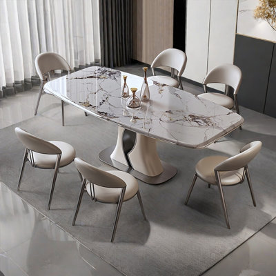 Simple Light Microlite Rectangle Dining Table Sets