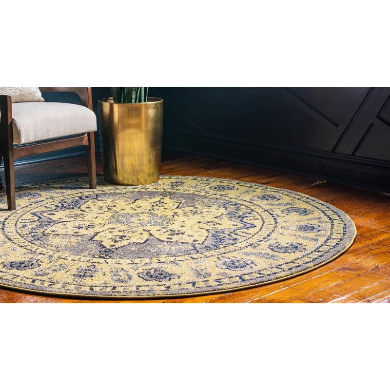 Eddins Washable Oriental Indoor Rug, Round 8'