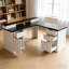 Bureau d'ordinateur en L 59 po avec armoire de rangement et station de charge-1866993489