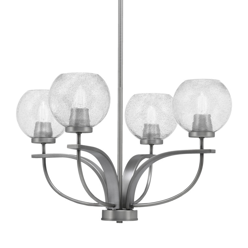 Lustre classique / traditionnel 4 lumières à intensité variable Unia, Clair, Graphite