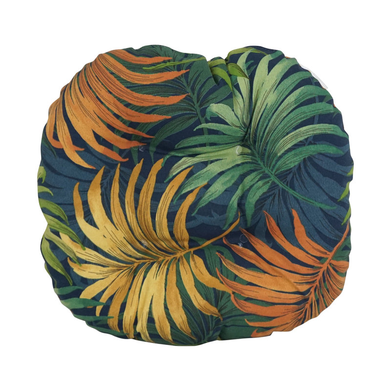 Outdoor 4'' Ottoman Seat Cushion, Navy/Yellow