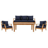 Matinque 4 Piece Teak Outdoor Conversation Sofa Set