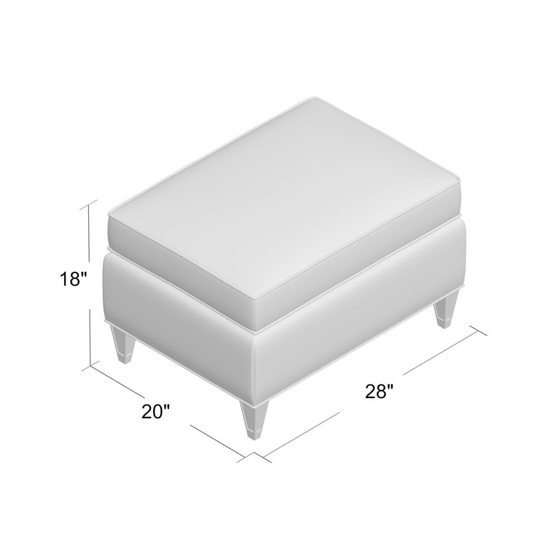 Repose-pieds rectangulaire 28 po Bristol, Brouillards blancs, Ébène vintage