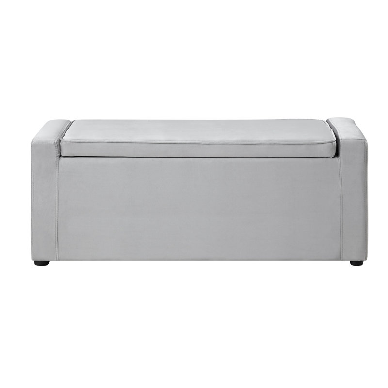 Banc de rangement en velours Fabroni, gris