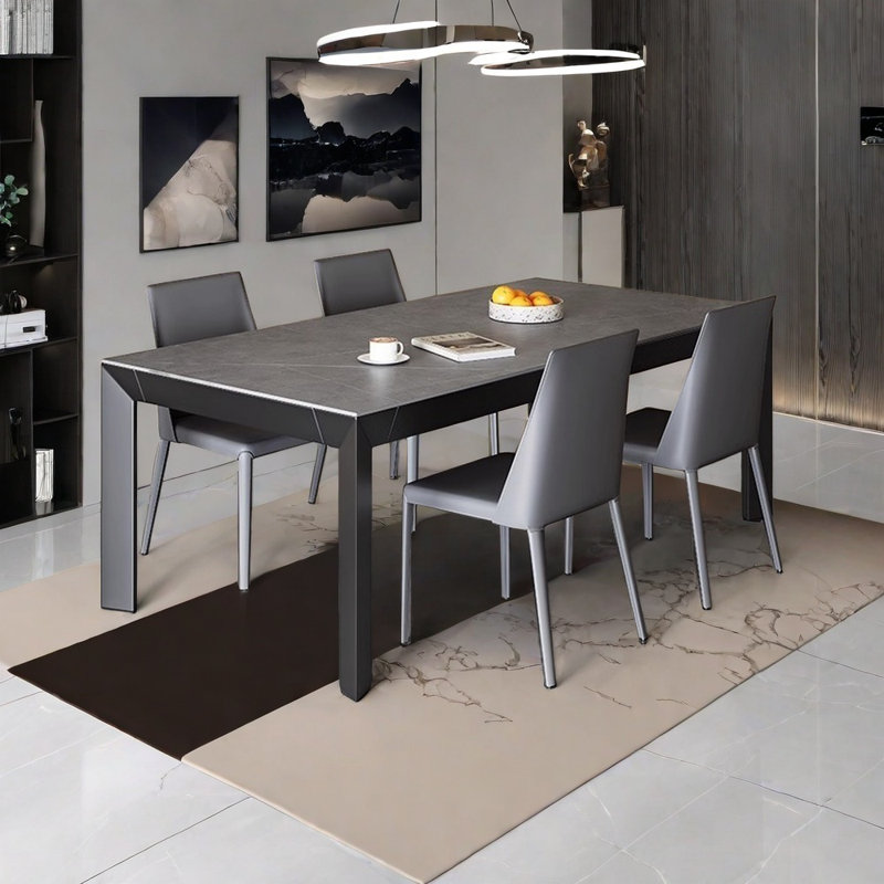 Simple modern Small apartment dining table set, 29.52"H x 78.74"L x 31.49"W, 5