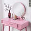 Ensemble coiffeuse et tabouret contemporain en bois, rose-2146896780