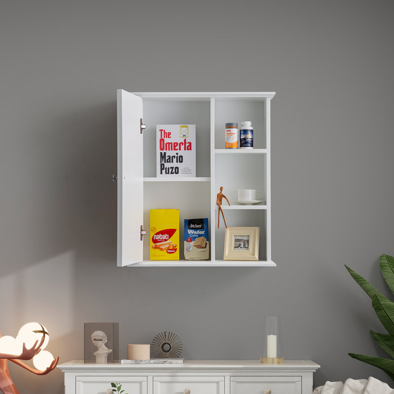  24 in. W x 7 in. D x 28 in. H Wall Bathroom Cabinet Over the Toilet Storage, White