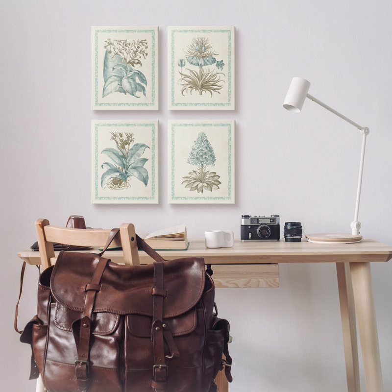 Ensemble de 4 pièces d'art botanique sur toile Botanical Herb par Vision Studio, H 28 po x l 22 po x P 1,5 po
