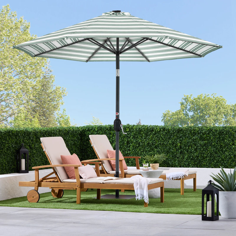 Parasol solaire rayé à DEL, Vert rayé