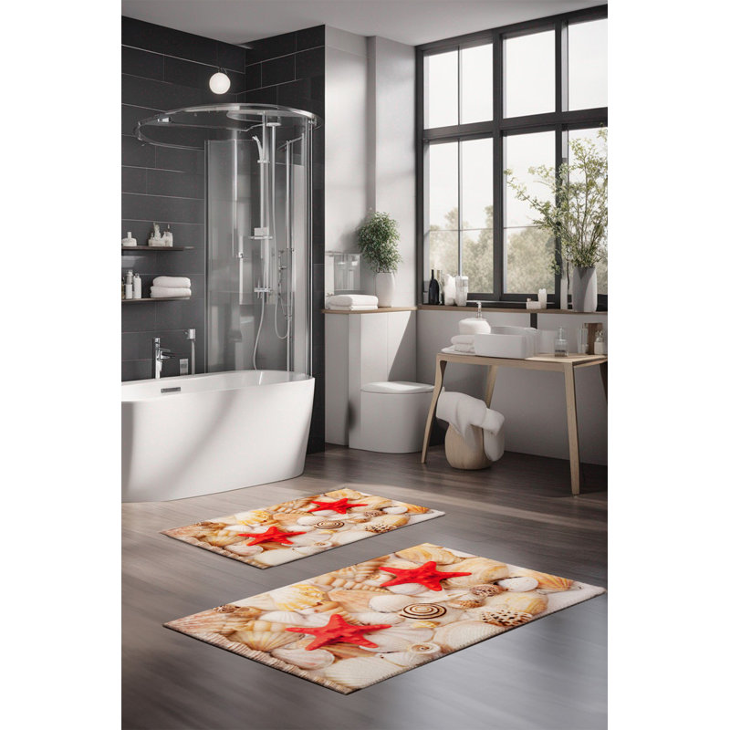 Eakly Luxury Bathmat Set (2 Pieces), 100% Polyester, 16.0 x 23.6 inches & 23.6 x 39.4 inches | Non-Slip Antibacterial Design, 0.3 in Pile Height | Machine Washable, Durable & Easy to Clean | Ideal for Bathroom Décor