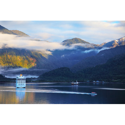 Tourist Boat In Fjord by Kavram - Wrapped Canvas Print