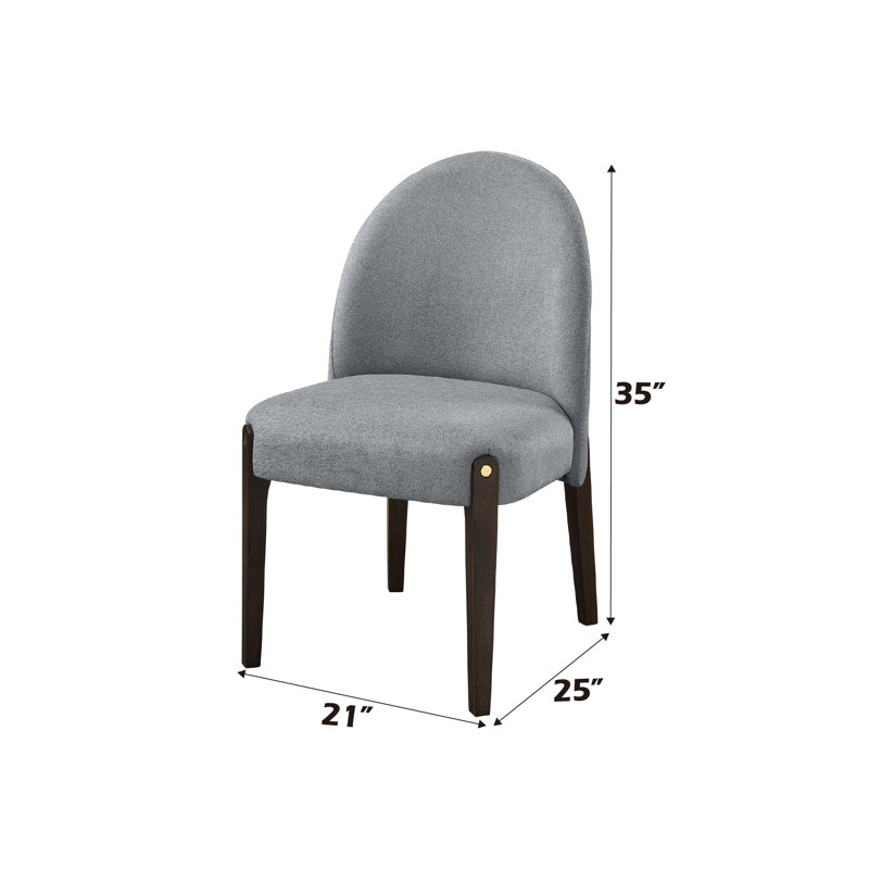 Upholstered Chenille Side Chairs with Curved Back and Wooden Legs for Dining or Accent Seating, good for dining, living room, guest room and bedroom (Set of 2)
