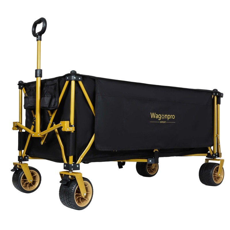 Chariot de plage très extra-robuste avec hayon ouvert, roues tout-terrain, capacité de 480 livres, cadre ultra-stable et pliable en une seconde.