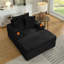Canapé profond en velours côtelé avec pouf et coussins décoratifs – Canapé moderne et confortable pour se détendre au salon