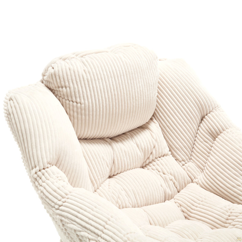 Lazy Chair With Ottoman, White
