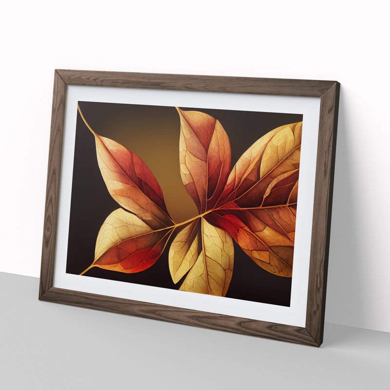 Showstopping Autumn Leaf - Framed Print, 25cm H x 34cm W x 2cm D, Walnut