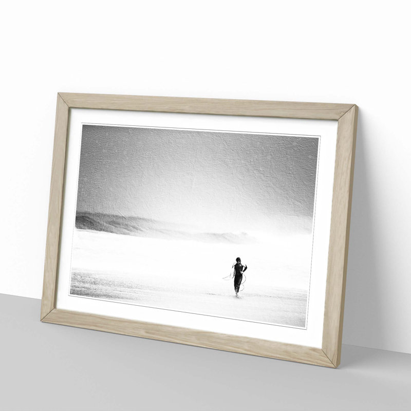 Surfer Returning - Picture Frame Painting Print, 27cm H x 36cm W x 2cm D, Oak Framed