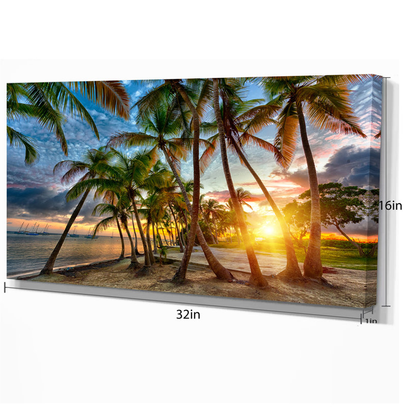 Cocotier-impression d’art graphique sur toile tendue, H 16 po x l 32 po x P 1 po