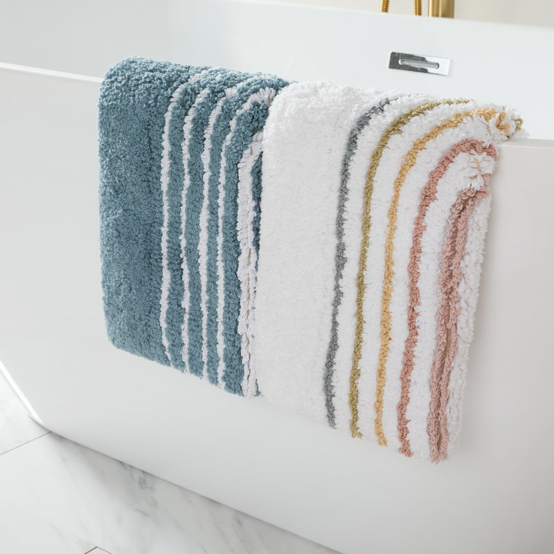 100% Cotton Pattern Bath Mat in Rainbow, Rainbow, 34 in x 21 in