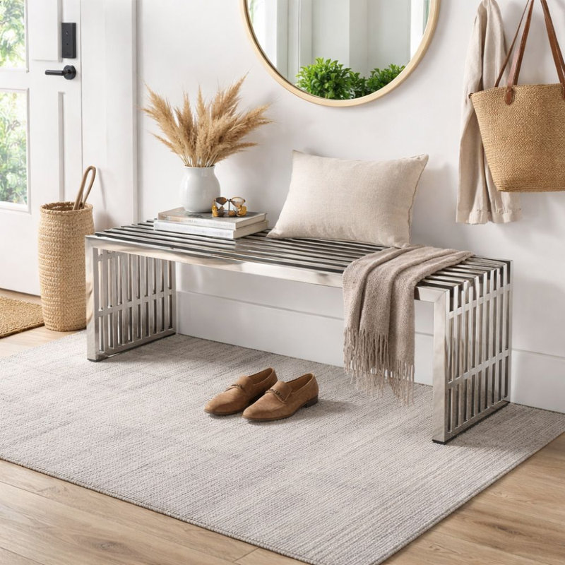  Stratus Stainless Steel Bench Collection, 17" H x 55" W x 16" D