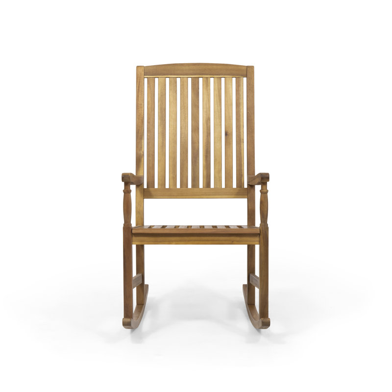 Chaise berçante en bois massif Mccomb, Teck