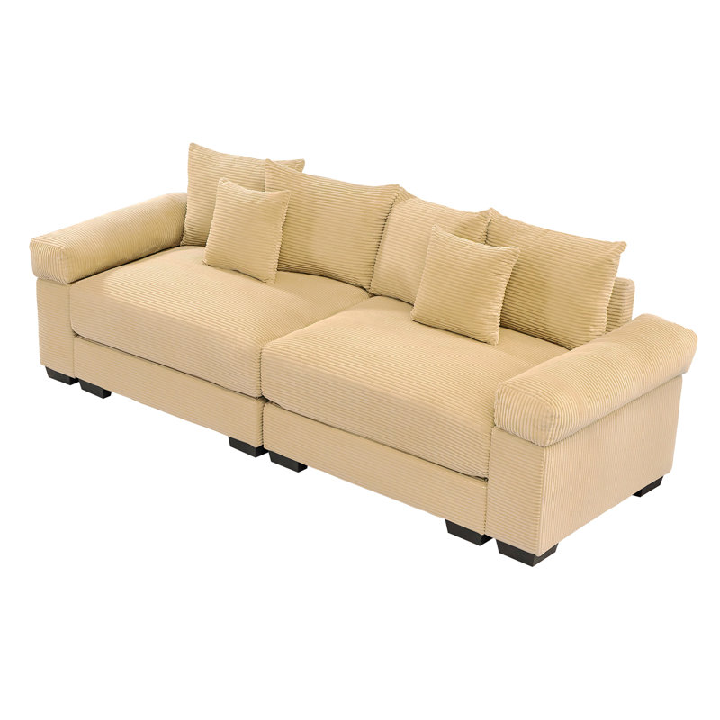 Coussin modulaire surdimensionné de 92 po avec accoudoirs extra larges en velours côtelé modulaire Cloud