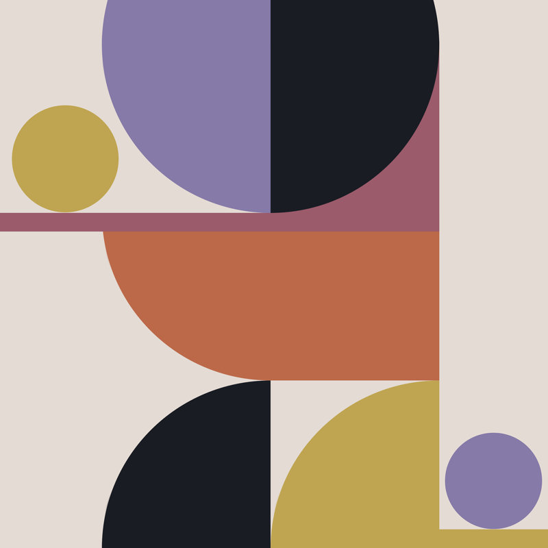 «Mid Century Modern Abstract» par Color Poems - impression, H 36 po x l 36 po, Non, Cadre simple érable érable