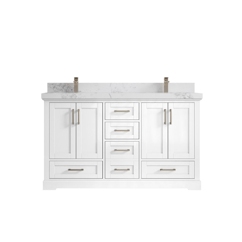 Ensemble de meuble-lavabo double 60 po Esin, Calacatta Nuvo