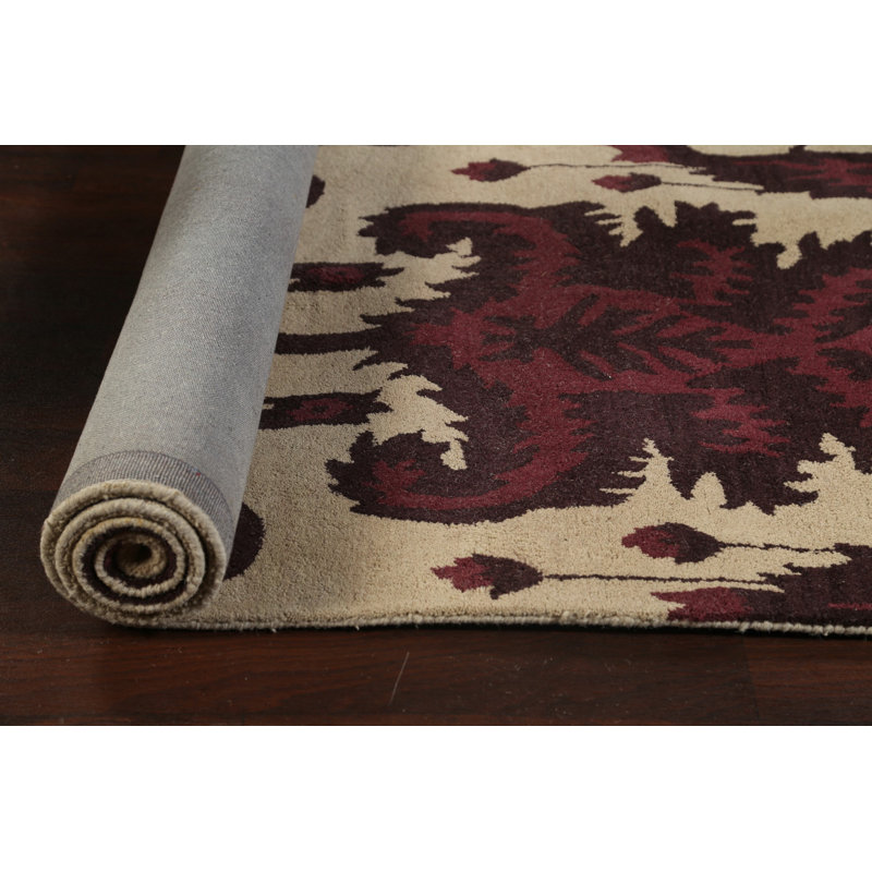 Tapis beige / rouge en laine touffeté à la main Abstract