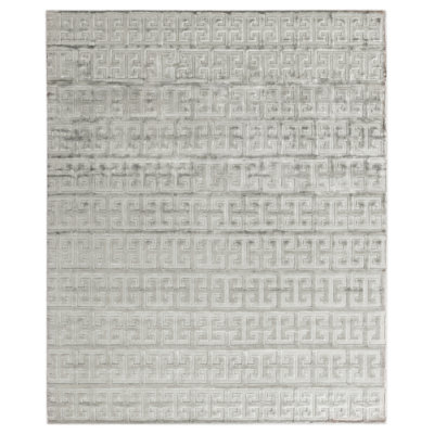 Kingsley Silk Geometric Area Rug in Silver