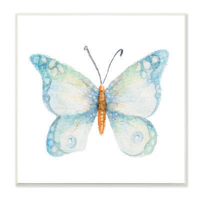 Élégant papillon bleu, insecte, animal, aquarelle, effet, aquarelle par Janice Gaynor