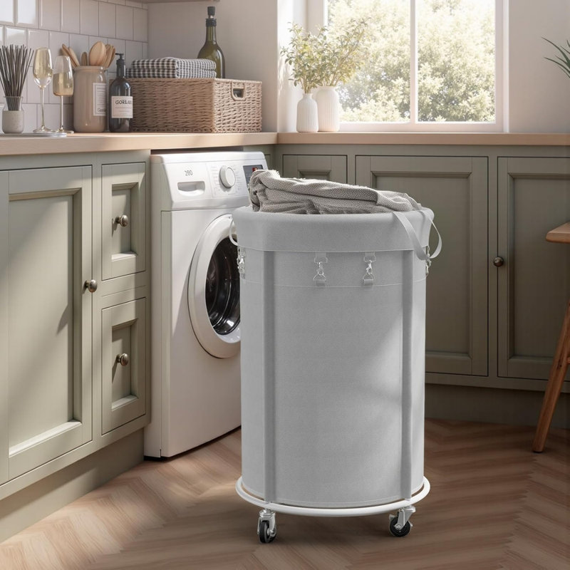 Metal Laundry Cart, Grey
