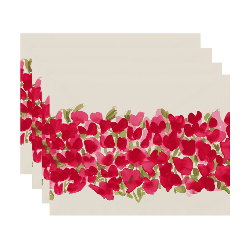 Ensemble de napperons 4 pièces Tulip Blossom Arrangement, Rose