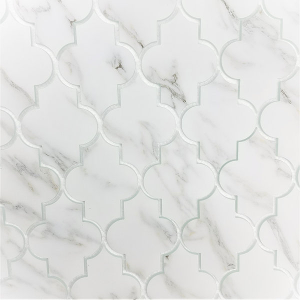 Nature 4 in. x 5.5 in. Marble Look Glass Small Lantern Arabesque Mosaic Decorative Kitchen & Bathroom Wall Tile
