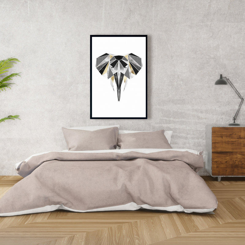 Geometric Elephant - Framed Canvas Art for Home Decor