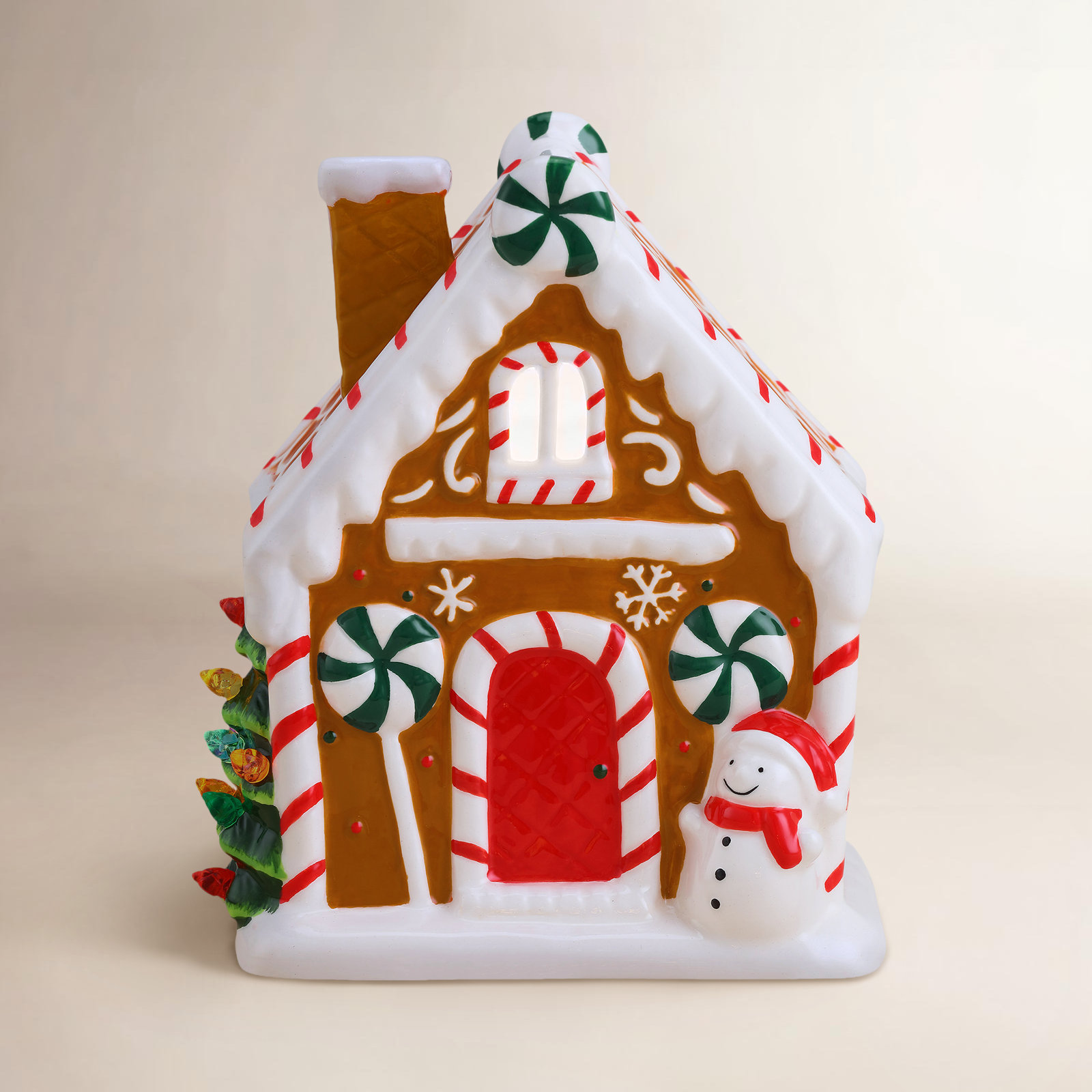 7" Nostalgic Ceramic Lit Gingerbread House, Brown