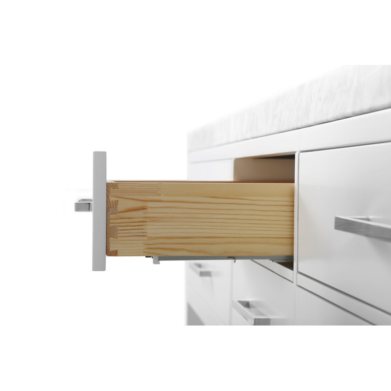Elizabeth 72" Double Bathroom Vanity Set with Mirror, Carrara White, Sapphire Gray, Nickel