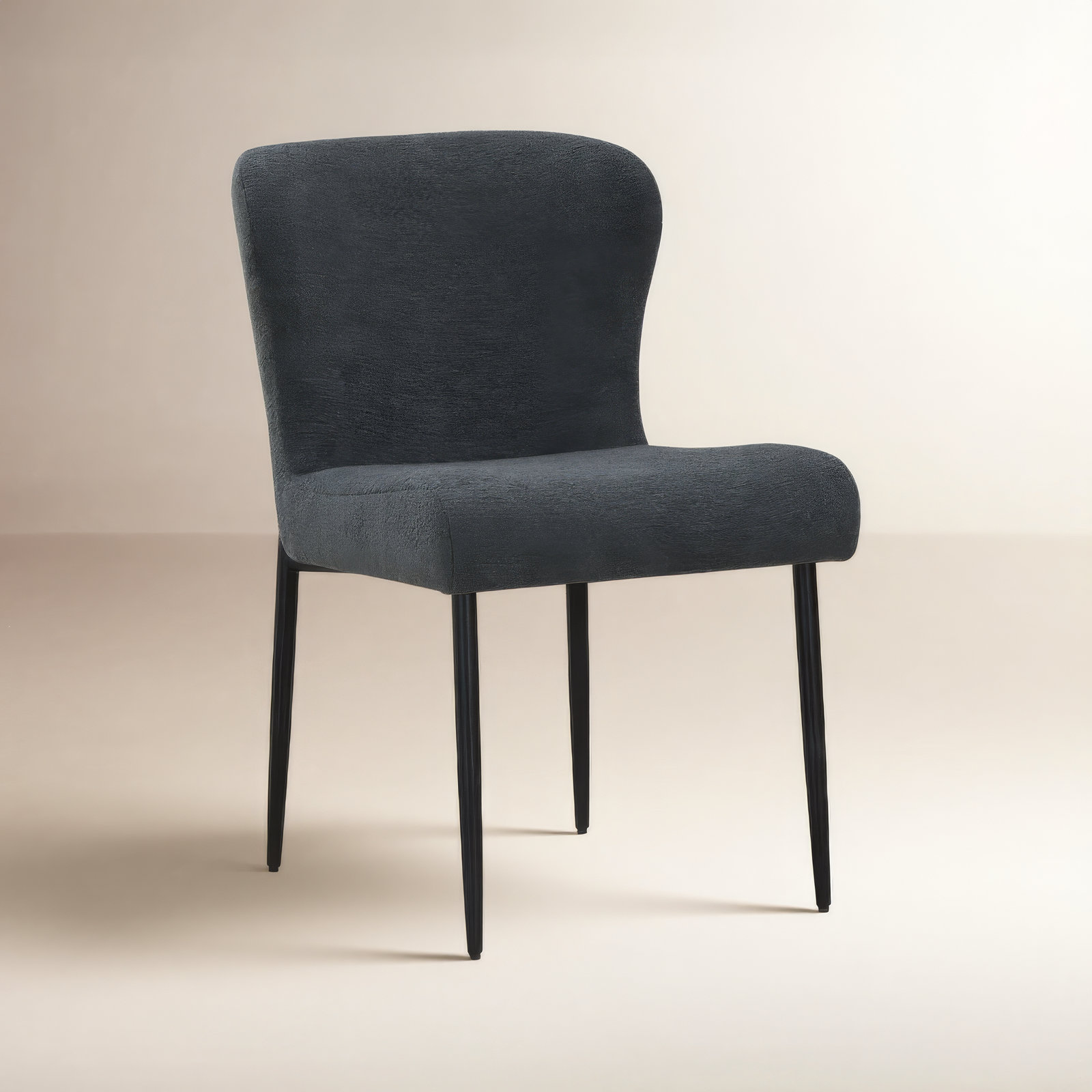 Estrella Boucle And Metal Legs Dining Chair, Dark Gray