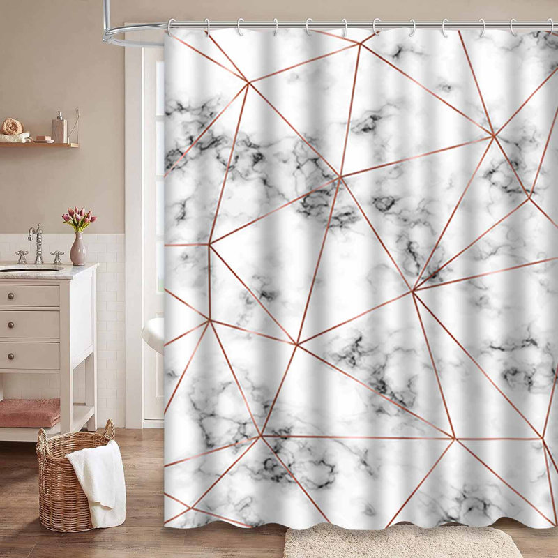 Rideau de douche Marble Rose Triangles, L 72 po x l 72 po