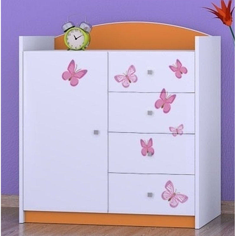Nicoletti Kids 4 - Drawer Combo Dresser, Orange