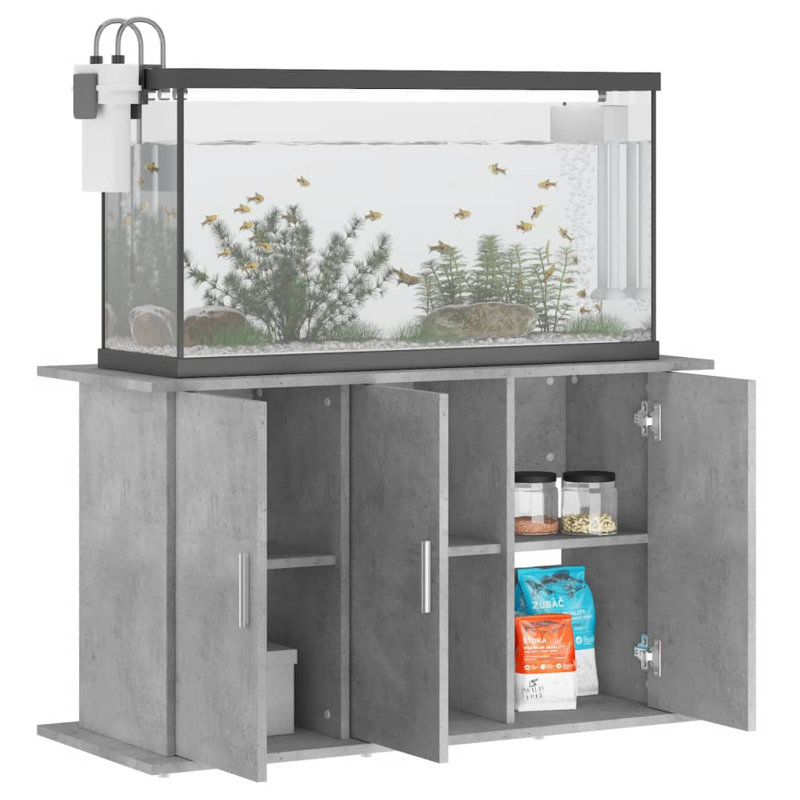 Vidaxl Aquarium Stand High Gloss White 101X41x58 Cm Engineered Wood, Concrete Gray