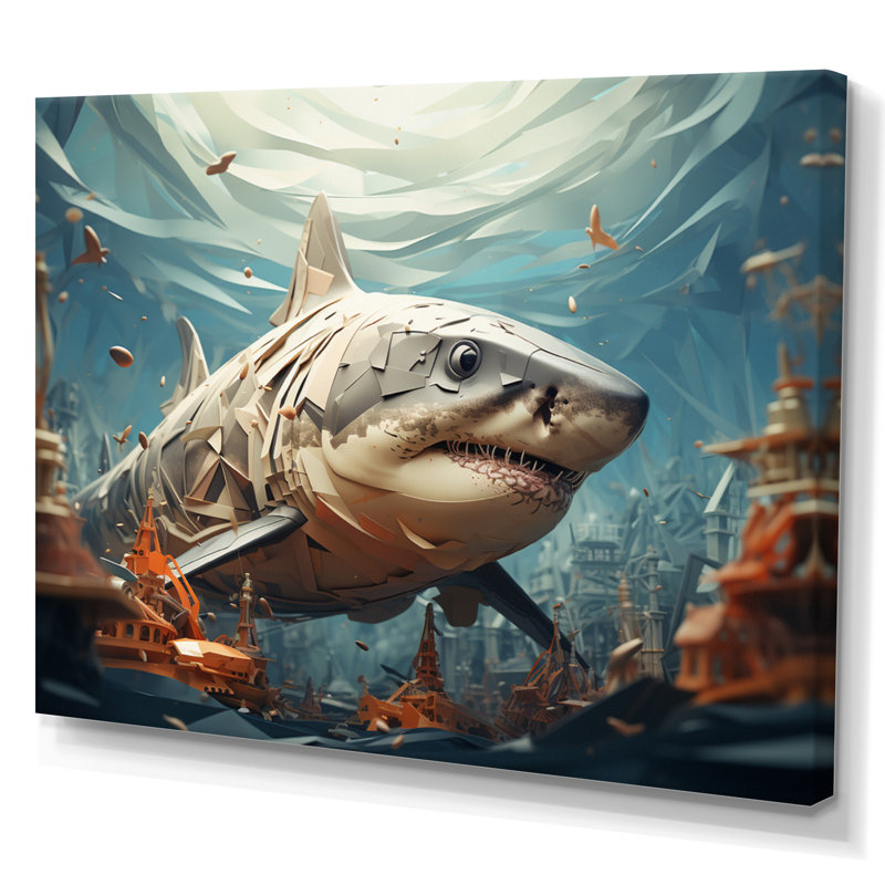 " Shark Coastal Guardian ", Wrapped Canvas, 30" H x 40" W x 1.5" D