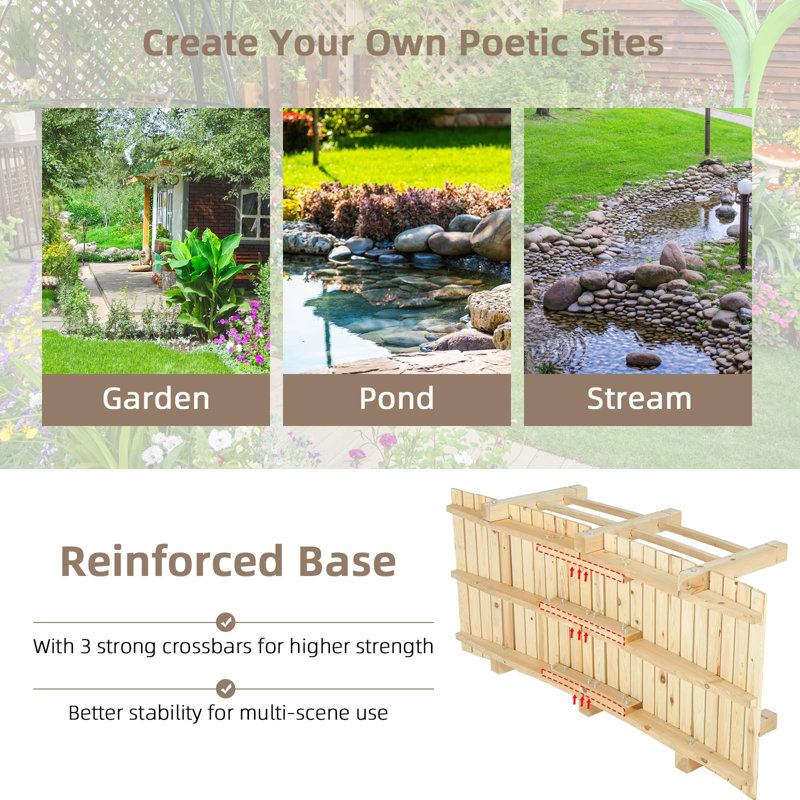 Passerelle de jardin en bois Epicozy Classic, Naturel