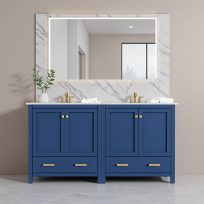 Meuble-lavabo moderne de 60 po - Portes à fermeture douce, étanches et tablettes intégrées?